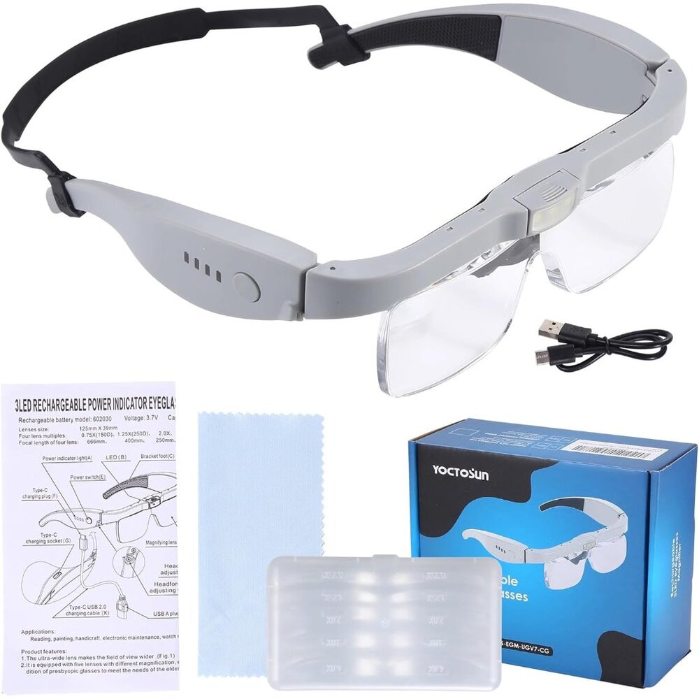 Magnifying Glasses with Light, Head Magnifier Glasses with 5 Detachable Lenses 0